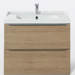 Meuble Vasque|GoodHome Meuble vasque suspendu effet chêne l.80 cm Imandra + plan vasque blanc céramique Lana,