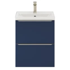 GoodHome Meuble vasque suspendu faible profondeur bleu nuit mat l.50 cm Imandra + plan vasque blanc céramique Nira,