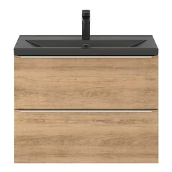 Meuble De Salle De Bains Faible Profondeur|Meuble Vasque|GoodHome Meuble vasque suspendu faible profondeur effet chêne l.80 cm Imandra + plan vasque noir céramique Nira,