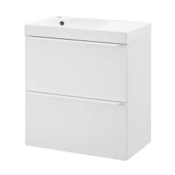 Meuble De Salle De Bains Faible Profondeur|GoodHome Meuble vasque suspendu faible profondeur blanc mat l.60 cm Imandra + plan vasque blanc Maza,