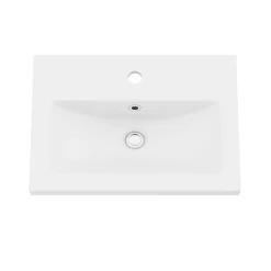 GoodHome Meuble vasque suspendu faible profondeur blanc brillant l.50 cm Imandra + plan vasque blanc céramique Nira,