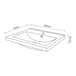 GoodHome Meuble vasque suspendu faible profondeur blanc brillant l.50 cm Imandra + plan vasque blanc céramique Nira,