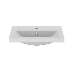 GoodHome Meuble vasque suspendu faible profondeur blanc brillant l.50 cm Imandra + plan vasque blanc céramique Nira,