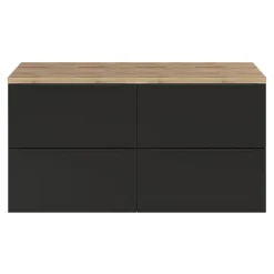 Meuble Buanderie|GoodHome Meuble vasque suspendu noir mat l.120 cm Imandra + plan de toilette chêne Hartland,