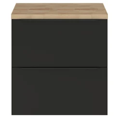 GoodHome Meuble vasque suspendu noir mat l.60 cm Imandra + plan de toilette effet chêne,