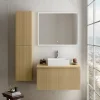 Ipiemme SRL Meuble vasque suspendu plaqué chêne miel strié l.90 cm + plan de toilette plaqué chêne miel, Pura+