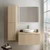 Meuble Buanderie|Ipiemme SRL Meuble vasque suspendu plaqué chêne clair strié l.90 cm + plan de toilette plaqué chêne clair, Pura+