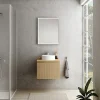 Meuble Buanderie|Ipiemme SRL Meuble vasque suspendu plaqué chêne miel strié l.60 cm + plan de toilette plaqué chêne miel, Pura+