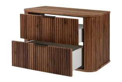 Lave-Mains|3xE Living Meuble vasque suspendu pour salle de bain, chêne noyer, 80,4 x 51,7 x 41,5 cm