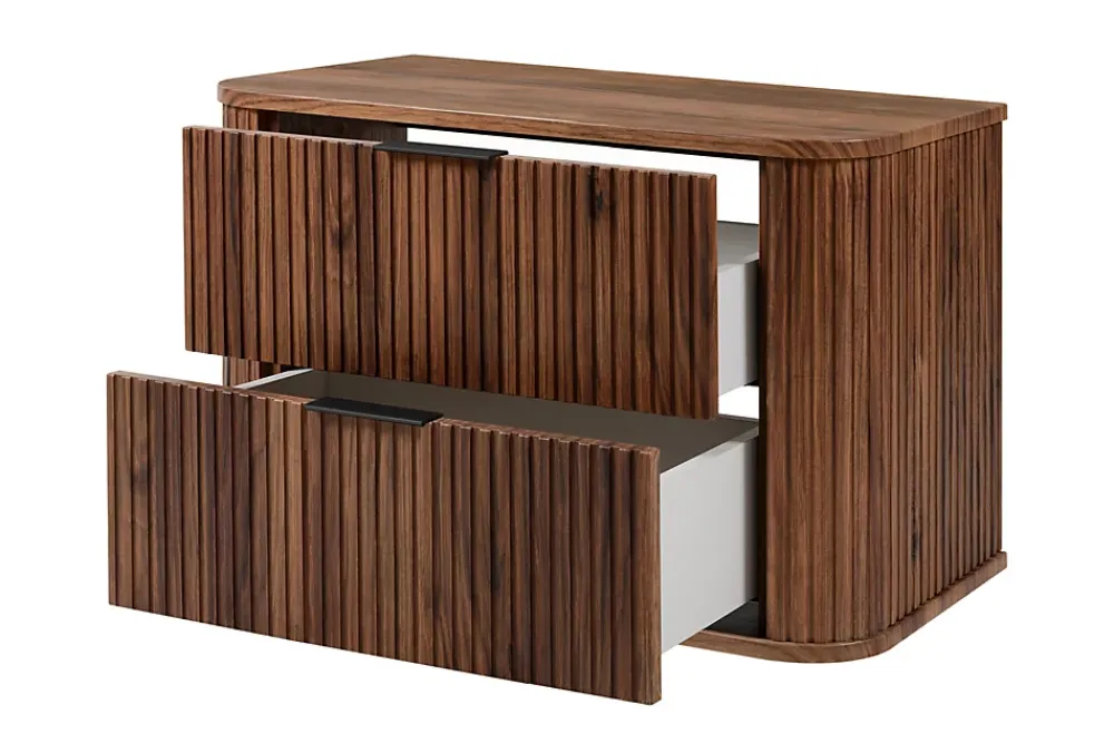 Lave-Mains|3xE Living Meuble vasque suspendu pour salle de bain, chêne noyer, 80,4 x 51,7 x 41,5 cm