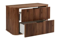 Lave-Mains|3xE Living Meuble vasque suspendu pour salle de bain, chêne noyer, 80,4 x 51,7 x 41,5 cm