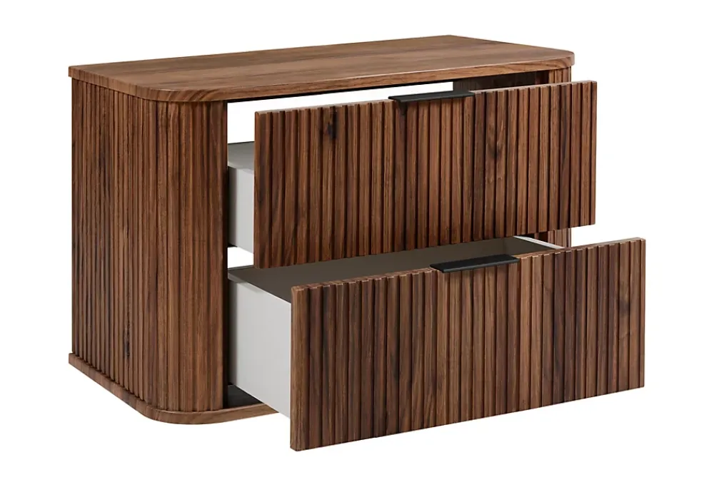 Lave-Mains|3xE Living Meuble vasque suspendu pour salle de bain, chêne noyer, 80,4 x 51,7 x 41,5 cm