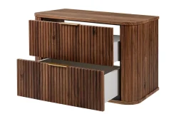 Lave-Mains|3xE Living Meuble vasque suspendu pour salle de bain, chêne noyer, 80,4 x 51,7 x 41,5 cm