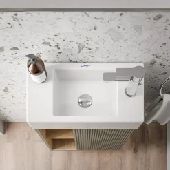 Lave-Mains|Bernstein Meuble vasque Vert jade mat de salle de bain 55x24x59cm (LxPxH) 1 porte à droite + 2 cases rangement - BELDIVO