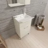 Armoire De Salle De Bains|Kiamami Valentina Meuble Évier 45Cm Chêne Blanc Avec Planche À Laver - Pratique