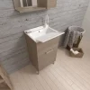 Kiamami Valentina Meuble Évier 45Cm Chêne Naturel Avec Bac Et Planche À Laver - Pratico