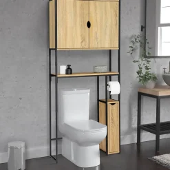 IDMarket Meuble WC 3 en 1 avec armoires de rangement DETROIT design industriel