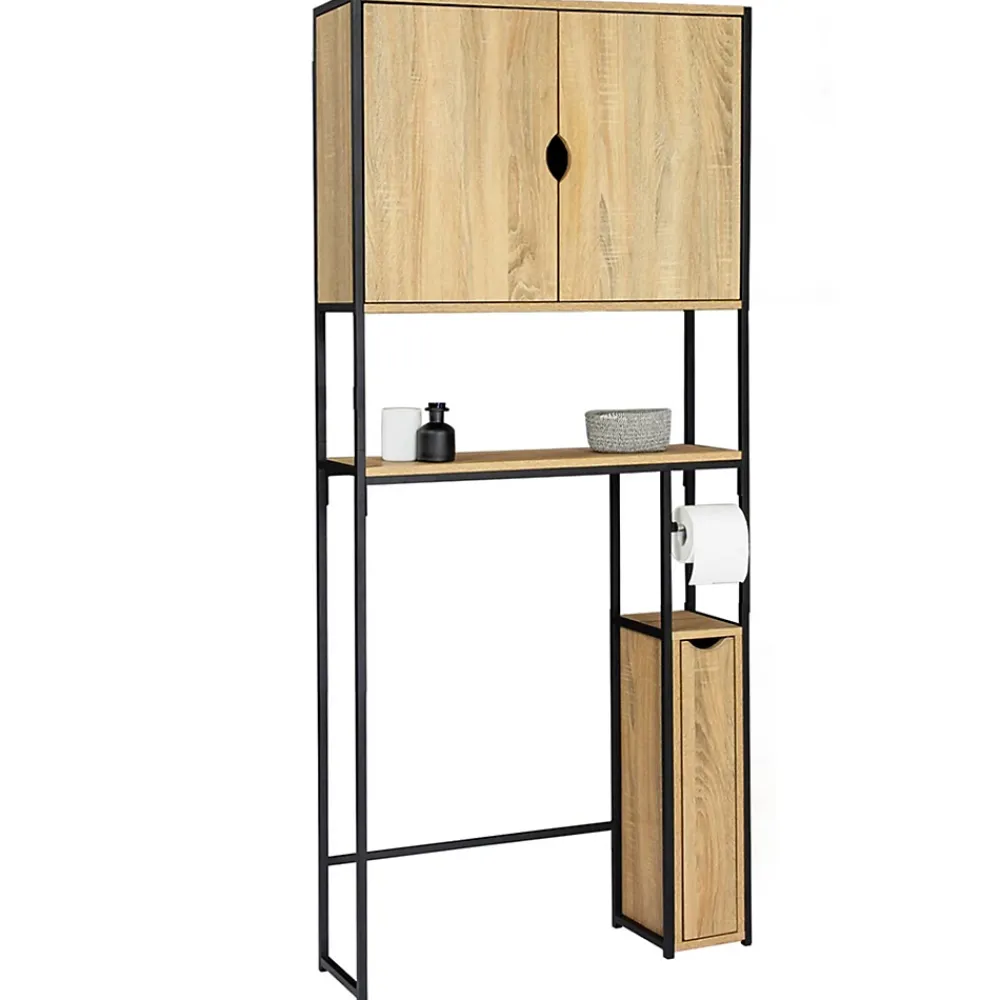 IDMarket Meuble WC 3 en 1 avec armoires de rangement DETROIT design industriel