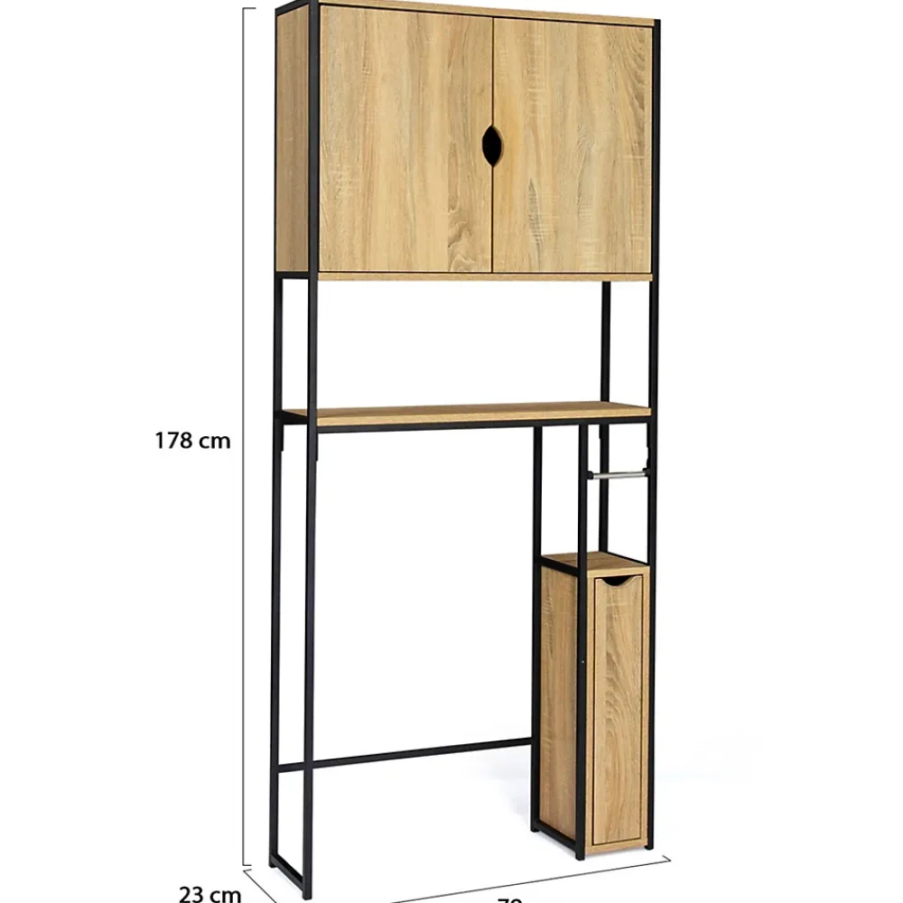 IDMarket Meuble WC 3 en 1 avec armoires de rangement DETROIT design industriel