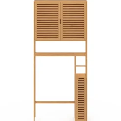 Meuble Wc|Meuble De Salle De Bains Faible Profondeur|IDMarket Meuble WC 3 en 1 avec armoires de rangement bambou BEA