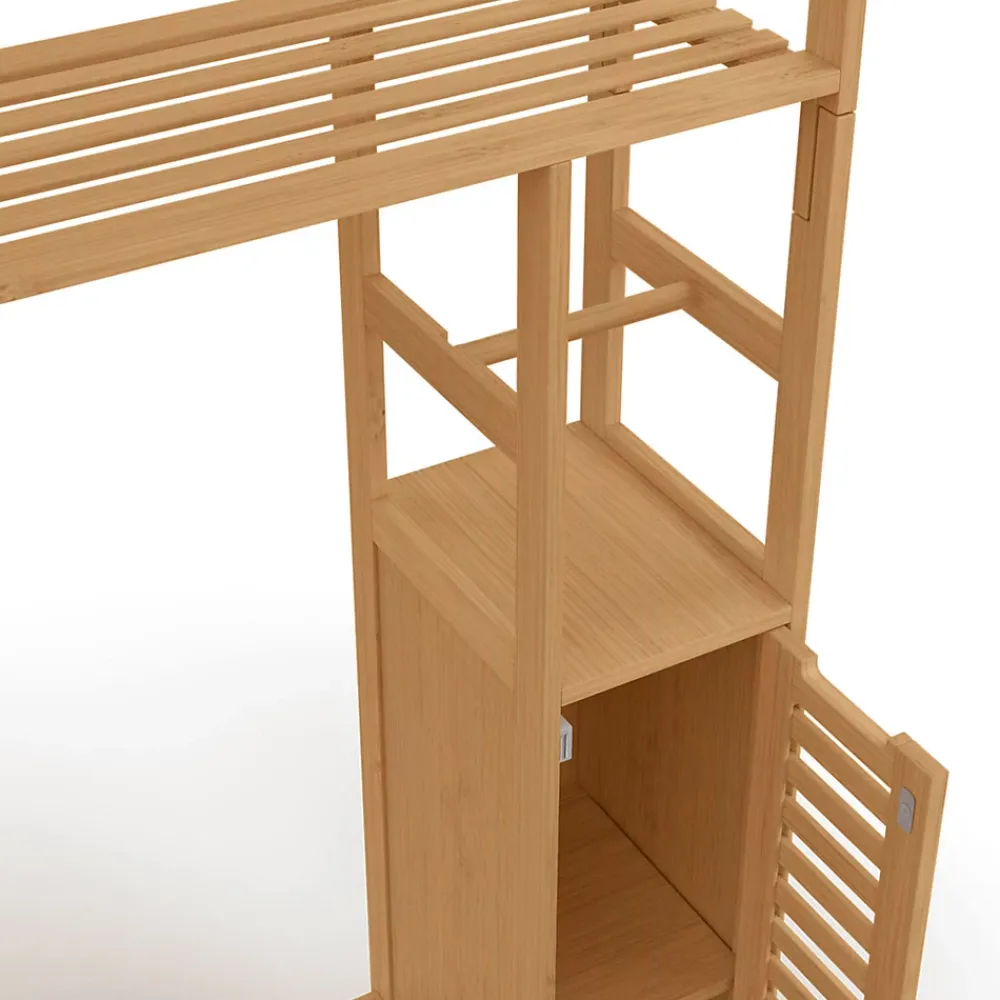 Meuble Wc|Meuble De Salle De Bains Faible Profondeur|IDMarket Meuble WC 3 en 1 avec armoires de rangement bambou BEA