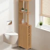 Meuble Wc|IDMarket Meuble WC 2 portes bambou BEA avec étagères