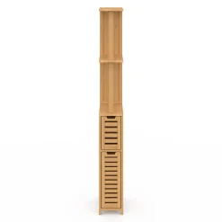 Meuble Wc|IDMarket Meuble WC 2 portes bambou BEA avec étagères