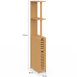 Meuble Wc|IDMarket Meuble WC 2 portes bambou BEA avec étagères