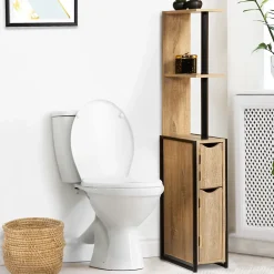 Meuble Wc|IDMarket Meuble WC 2 portes DETROIT avec étagères design industriel