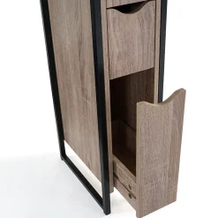 IDMarket Meuble WC 3 portes DETROIT design industriel avec étagères
