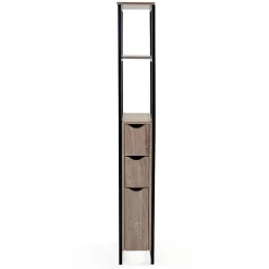 IDMarket Meuble WC 3 portes DETROIT design industriel avec étagères