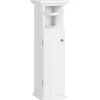 kleankin Meuble WC armoire toilette - porte, support papier - dim. 21L x 17l x 66H cm - blanc
