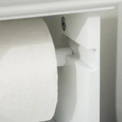 kleankin Meuble WC armoire toilette - porte, support papier - dim. 21L x 17l x 66H cm - blanc