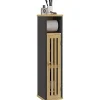 Homcom Meuble WC avec support papier toilette - porte, étagère - MDF noir bambou verni