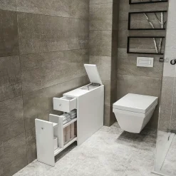 Pier Import Meuble WC blanc, 2 tiroirs rangement 1 porte MARFA