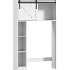 Homcom Meuble WC dessus de toilette meuble toilettes - porte coulissante, 6 compartiments - blanc