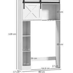 Homcom Meuble WC dessus de toilette meuble toilettes - porte coulissante, 6 compartiments - blanc