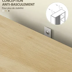 Homcom Meuble WC dessus de toilette style bohème - porte coulissante, étagère, niche - effet bois clair