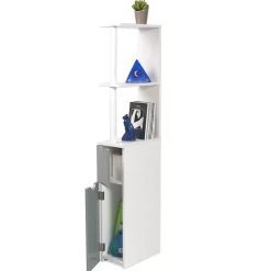 Meuble Wc|Facility'S Meuble WC effet bois avec 2 portes grises