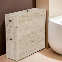 Pier Import Meuble WC effet travertin, 2 tiroirs 1 porte MARFA