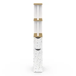 Meuble Wc|IDMarket Meuble WC étagère WILLY 2 portes motif terrazzo et hêtre