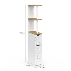 Meuble Wc|IDMarket Meuble WC étagère WILLY 2 portes motif terrazzo et hêtre