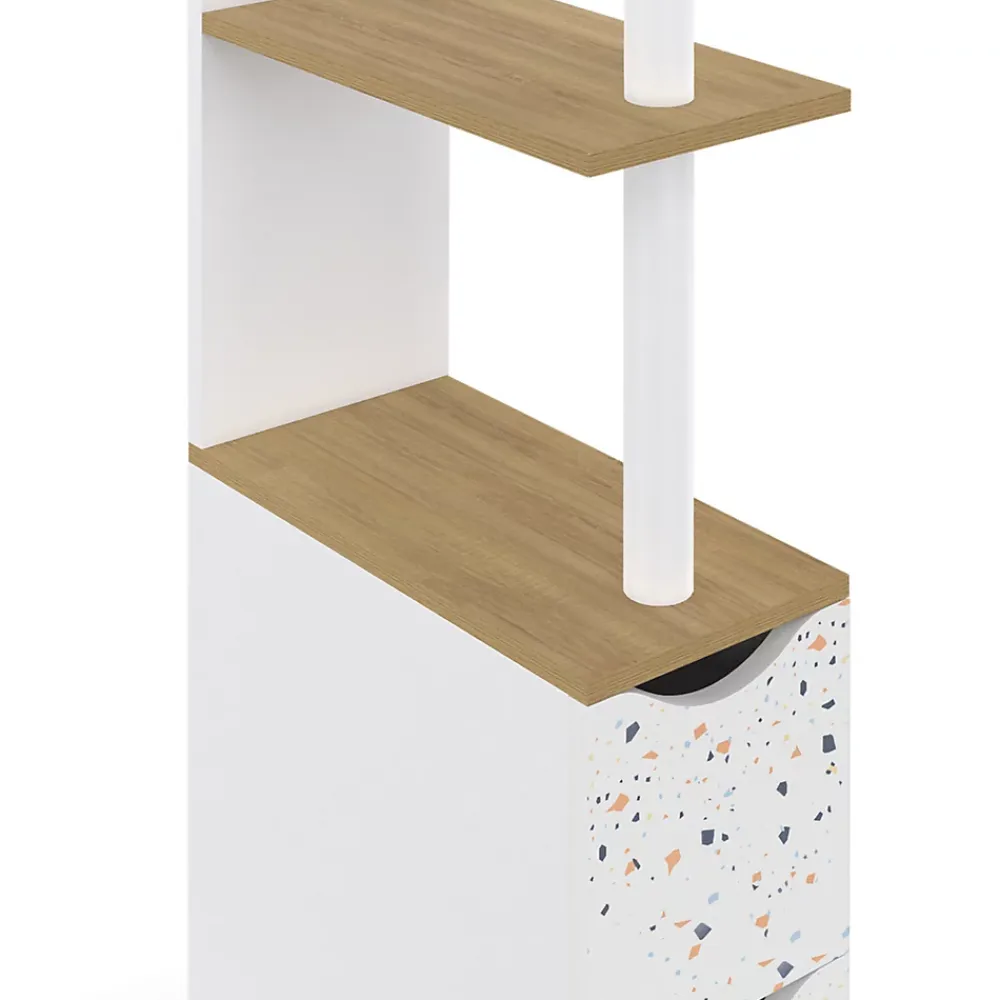 Meuble Wc|IDMarket Meuble WC étagère WILLY 2 portes motif terrazzo et hêtre