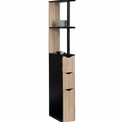 Meuble Wc|IDMarket Meuble WC étagère WILLY bois 3 portes noir et hêtre