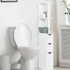 IDMarket Meuble WC étagère WILLY bois 3 portes blanc