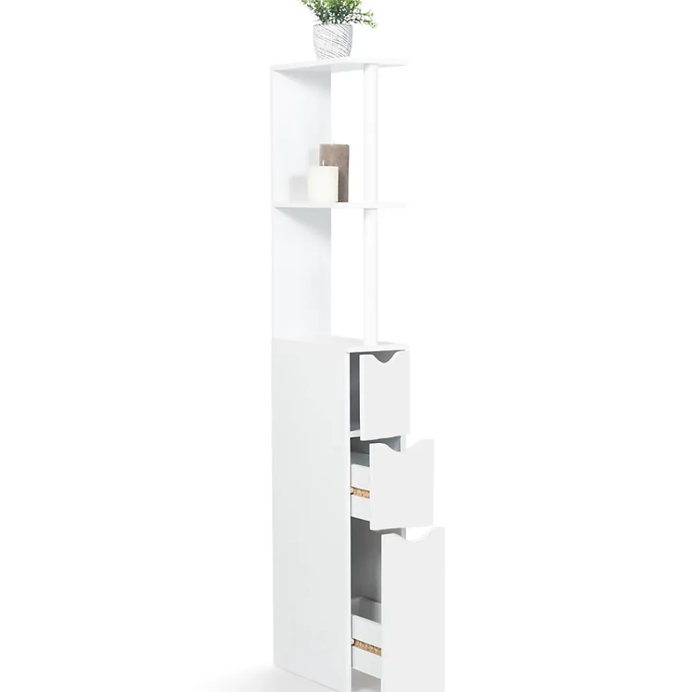 IDMarket Meuble WC étagère WILLY bois 3 portes blanc