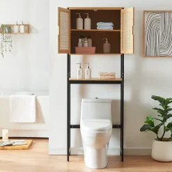 [En.Casa] Meuble WC Tervola 172 x 63 x 27 cm noir naturel en.casa