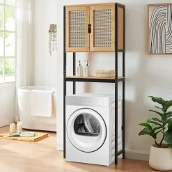 [En.Casa] Meuble WC Tervola 172 x 63 x 27 cm noir naturel en.casa