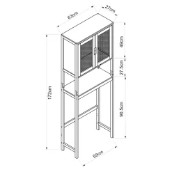 [En.Casa] Meuble WC Tervola 172 x 63 x 27 cm noir naturel en.casa