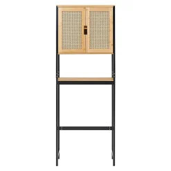 [En.Casa] Meuble WC Tervola 172 x 63 x 27 cm noir naturel en.casa